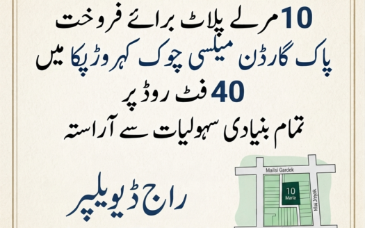 دس مرلہ پلاٹ برائے فروخت